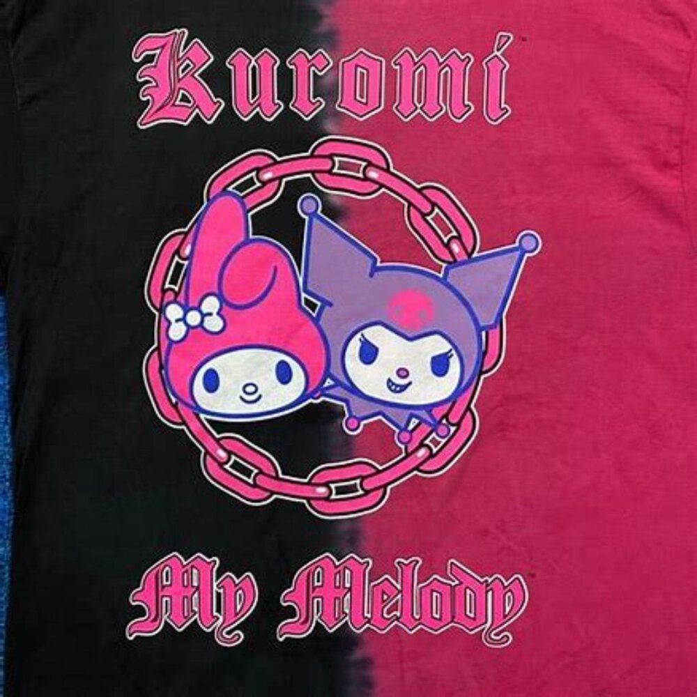 Kuromi My Melody Chains Split Wash T-Shirt Size Medium